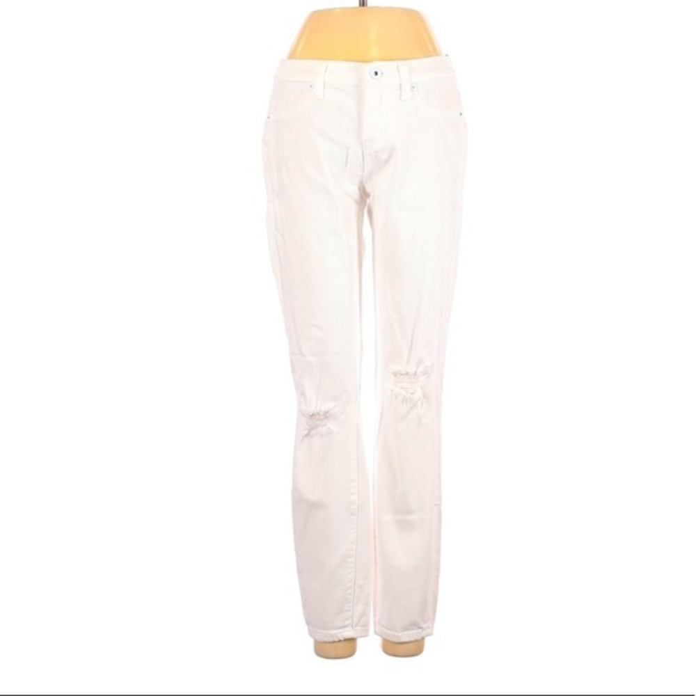 Lila Ryan 25 distressed white mid rise ankle skinny‎ jeans